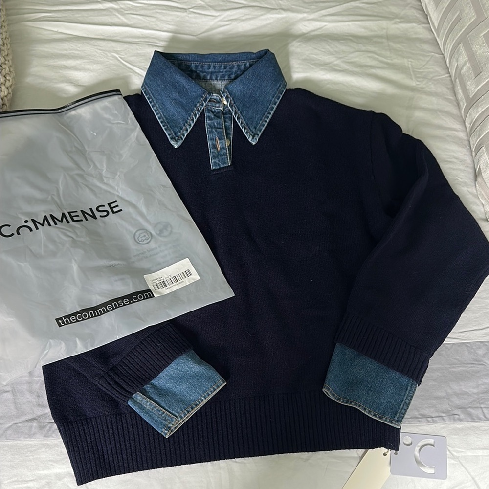 Commense Blue Crewneck Sweater Classic Knit Design